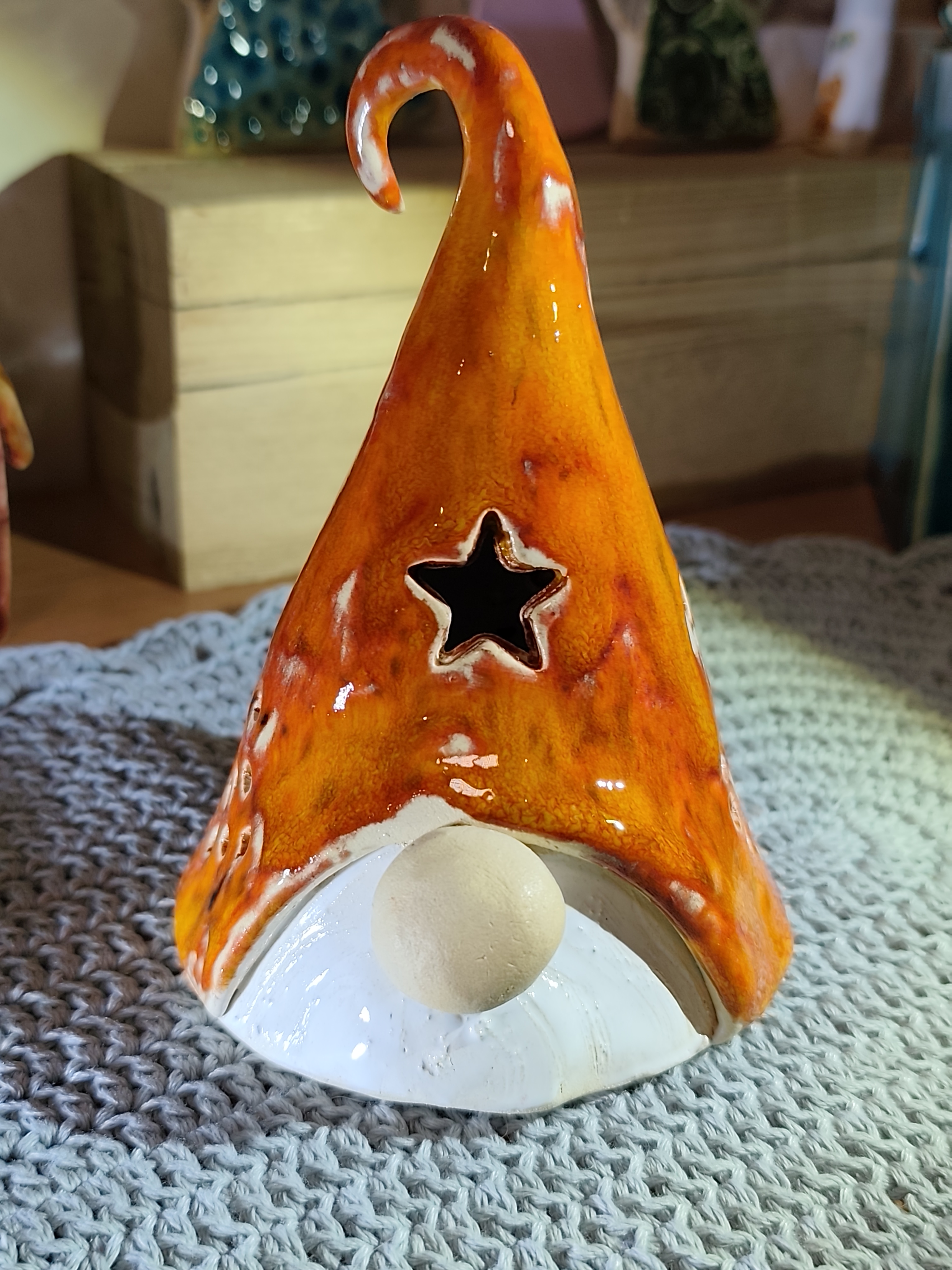 krasnal ceramiczny lampion