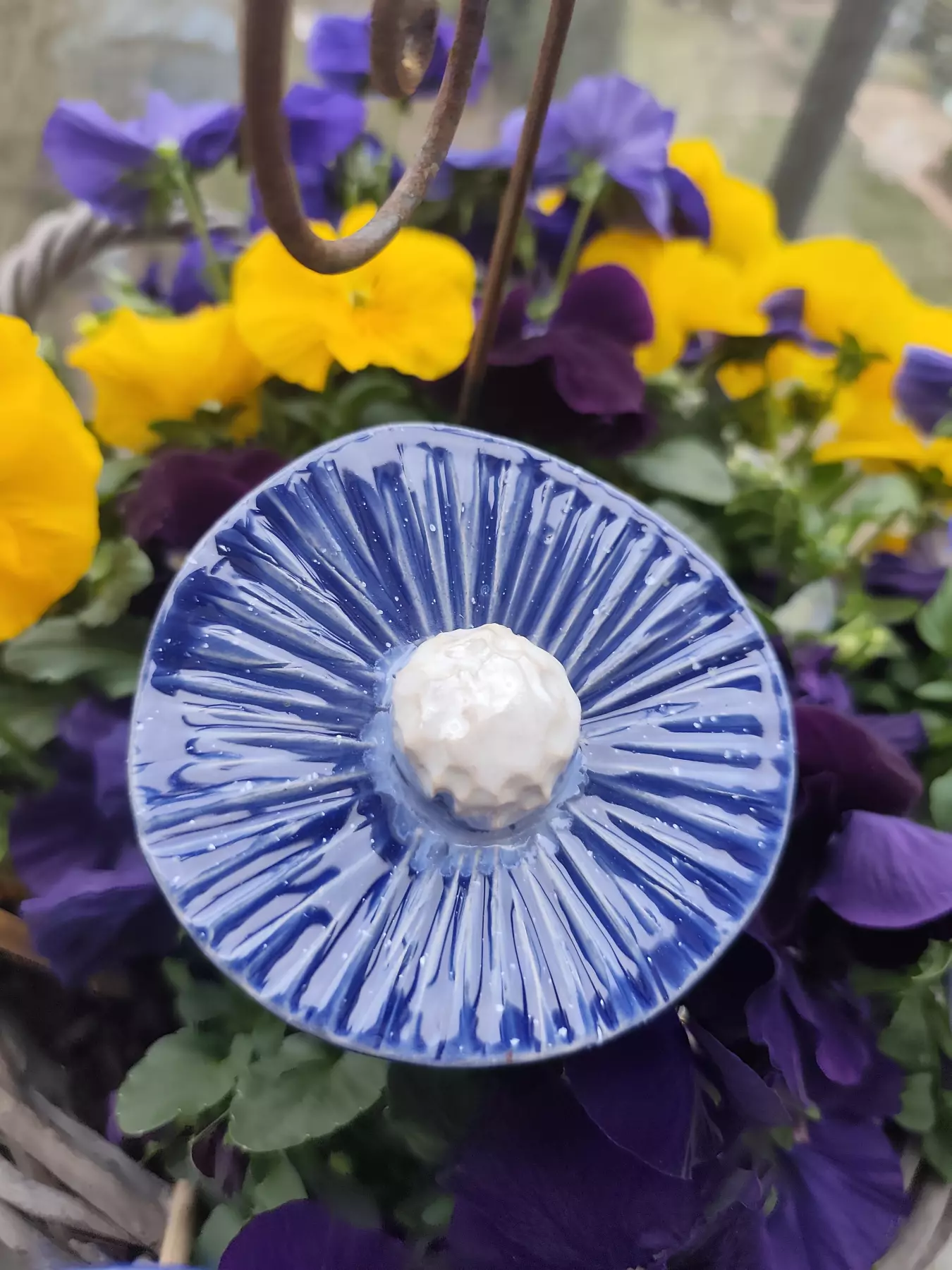 Kwiaty ceramiczne 3szt na drewnianych kijkach